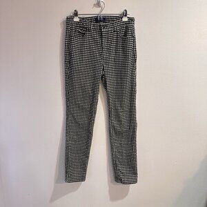Talbots Pants High Waist Straight Leg 6 Houndstooth Black White Suede Velvet